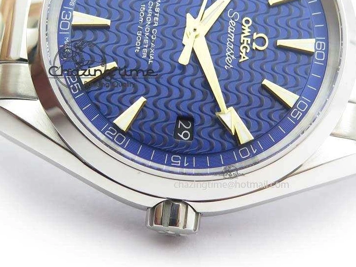 0505 Aqua Terra “James Bond” SS V6F 1:1 Best Edition Blue Textured Dial On SS Bracelet A GoodFit 8202